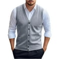 thumbnail image 2 of Xcmzpl Men's Sweater Vest V Neck Casual Sleeveless Knitted Button Cardigan Vest Big and Tall Solid Slim Fit Casual Sweater Vests, 2 of 9