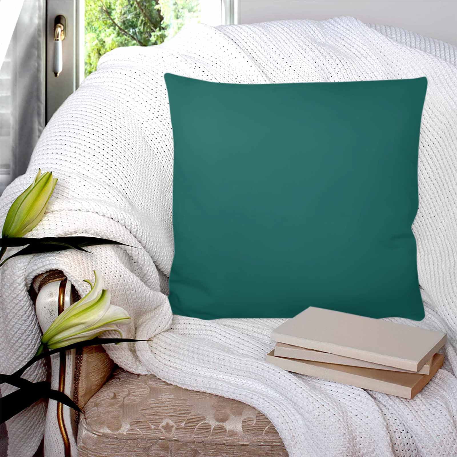 Dark Green 18x18 Pillow Covers Set of 2, Farmhouse Solid Green Color Modern Art Throw Pillow Covers Decorative Couch Cushion Case, Microfiber Square Pillowcases for Bedroom Car Living Room