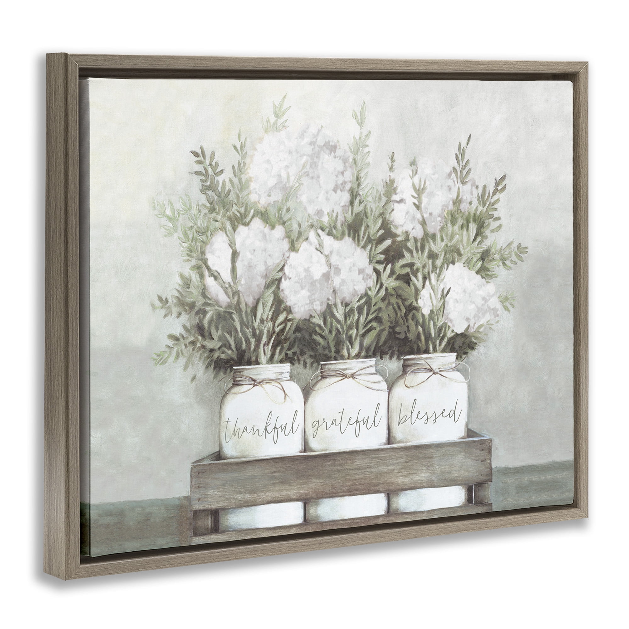 Stupell Industries Pristine Hydrangea Bouquet Sentiments Typography Painting Brown Floater Framed Canvas Art Print Wall Art, 31 x 25