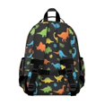 thumbnail image 3 of Dinosaur and Leaves Black Pattern Cute School Backpack Bag for School with Padded Back and Adjustable Shoulder Straps 15.25"x11.5"x5.25", 3 of 5