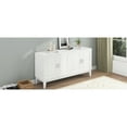 thumbnail image 2 of 4-door Sideboard Storage Cabinet In White. For Living And Dining Rooms. Two Large Cabinets With Adjustable Shelves. Constructed Of Solid Rubber Wood . 150lbs Tabletop Load-bearing, 66lbs Shelf, 2 of 7