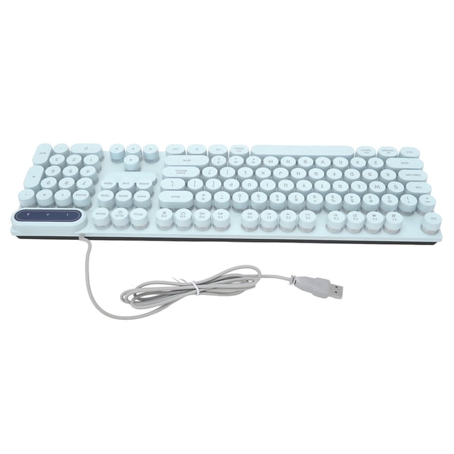Clavier de Jeu 104 Touches, Clavier Vintage pour Machine à Écrire avec Touches Rondes Punk, Claviers Multimédias Filaires avec Rétroéclairage pour PC Portable