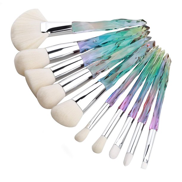 Juego de brochas de maquillaje de cristal Namotu, 10 brochas de maquillaje premium brillantes, cerdas sintéticas, base, rubor, corrector, sombra de ojos, delineador de ojos, brocha de maquillaje Sincero Hogar