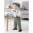 thumbnail image 3 of WESIDOM Baby Boy Clothes 0-18M Newborn Infant Gentleman Outfit, Shirt+Bowtie+Beret+Suspender Pant Baby boy Suit Clothing Set, 3 of 6