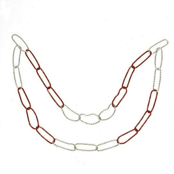 Roman 3' Red/Silver Loops Round Unlit Artificial Christmas Chain Garland