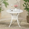 thumbnail image 2 of VIVIJASON 31" Patio Bistro Table Outdoor Dining Round Table White Cast Aluminum Table with Umbrella Hole, 2 of 7
