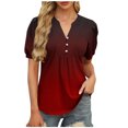 thumbnail image 2 of Weiqiqre Spring Tops for Women Cotton Tunic Crew Neck Short Sleeve Ruched Loose Dressy Casual Blouse Top, 2 of 6