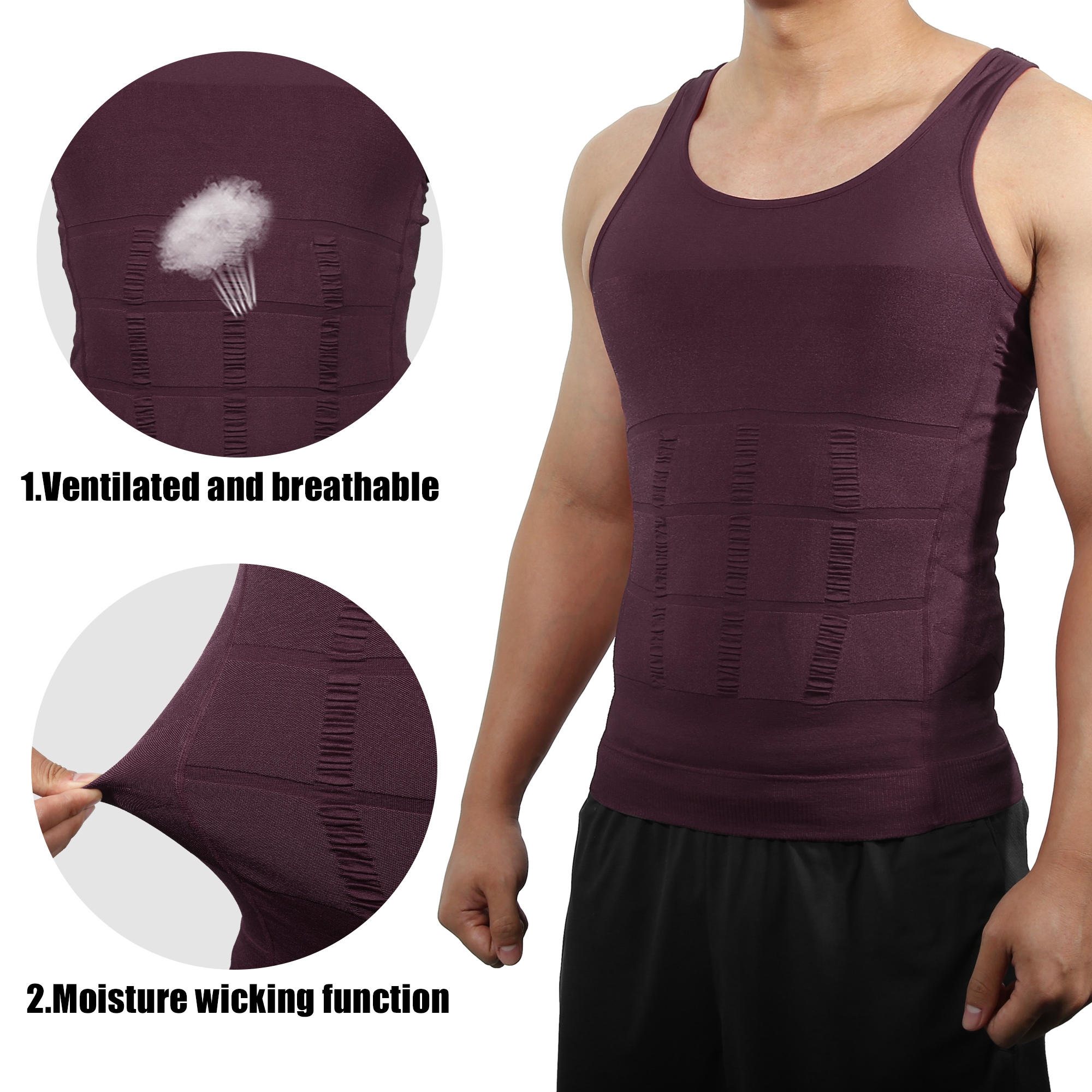 Unique Bargains Men Body Slimming Tummy Shaper Underwear Stretch Shapewear Waist Girdle XL Purple