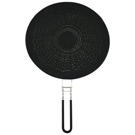 

13 Inch Silicone Splatter Screen - Pan Cover with Folding Handle Heat Resistant Oil Splash Guard Heat Insulation Black