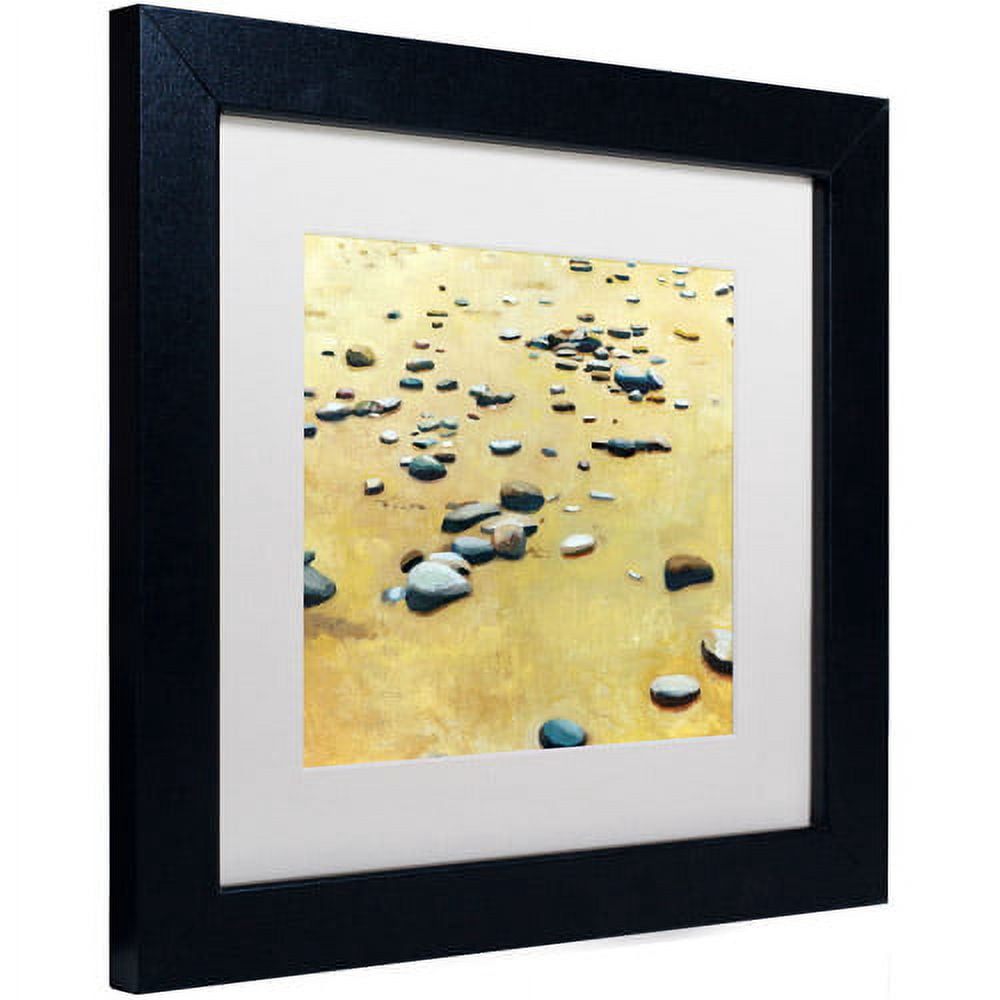 Trademark Fine Art "Pebbles on the Beach" Canvas Art by Michelle Calkins, White Matte, Black Frame