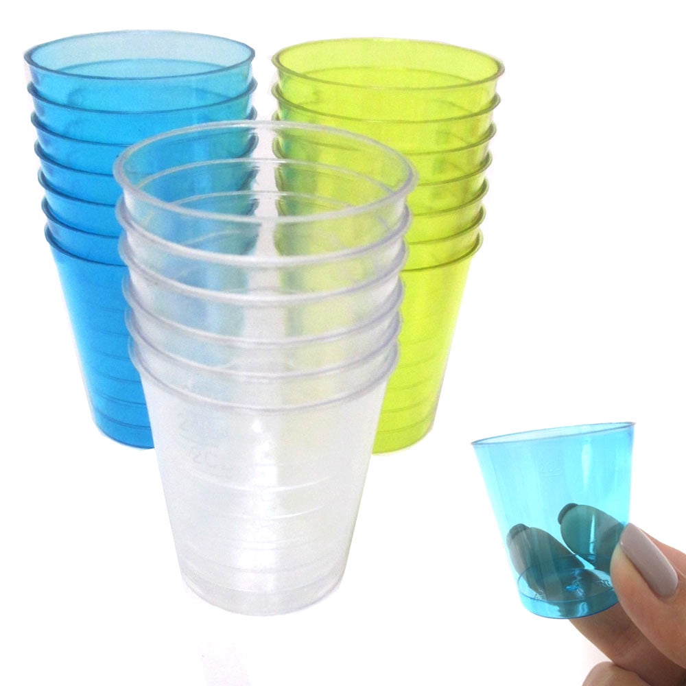 40 Ct Hard Plastic 1 Ounce Shot Glasses Party Essentials Mini Cups Neon