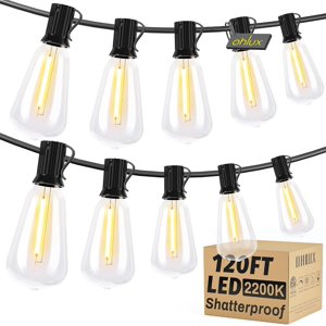 OHLUX 120FT Outdoor String Lights ST38 Edison Bulbs(40+2) Waterproof Hanging Lights for Garden Gazebo Backyard Cafe