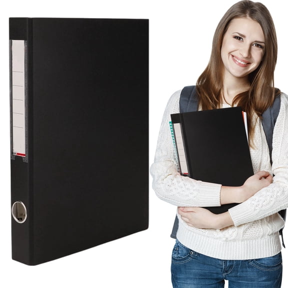3 Ring View Binder with Clear Cover, A4 Plastic File Folder, Refillable 3 Hole Round Ring Binder for Documents, Supplies, Office Organization, Scrapbook Storage, Black, 1 Count