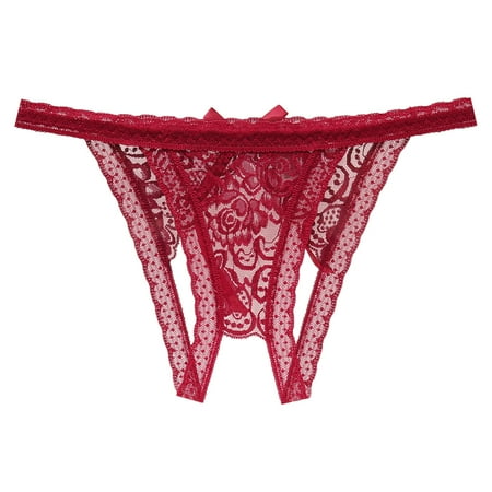 BYHONG Sexy Lace Women s Open Underwear Waist Low Panties Briefs Crotch Underpants Underwear for Women Blue One Size