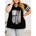 thumbnail image 3 of Camiseta Happy Sailed para mujer, talla grande, bandera de Estados Unidos, 3X, negra, 3 of 6