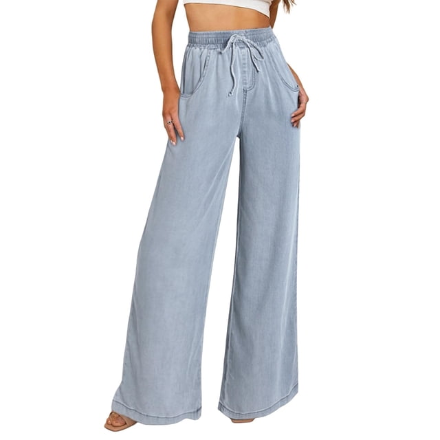 Jeans Sidefeel, pierna ancha, cintura alta, cintura alta, mezclilla, azul 10T