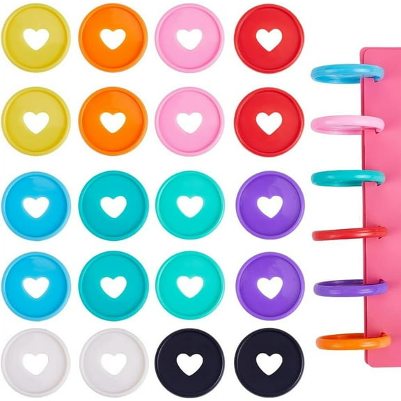 60Pcs 35mm Book Binding Discs 10 Colors Plastic Round Transparent Binder Discs Mushroom Hole Discbound Expansion Discs Buckle Hoop Flexible Loose Leaf Binder Rings for Notebook Planner DIY