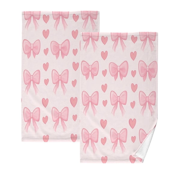 Cotton Towel Two-Piece 16x28 Inch One Sizex2 Face Towel Set Towel Set Cotton Hand Bath Towel Bathroom Beach Pink Bow