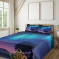 thumbnail image 3 of Ambesonne Fantasy Fitted & Top Sheet Set with Shams, Aurora Borealis Tree, Blue Purple, 3 of 8