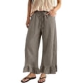 thumbnail image 2 of Breezora Womens Linen Summer High Waisted Barrel Wide Leg Pants Straight Cut Casual with Pockets, 2 of 5