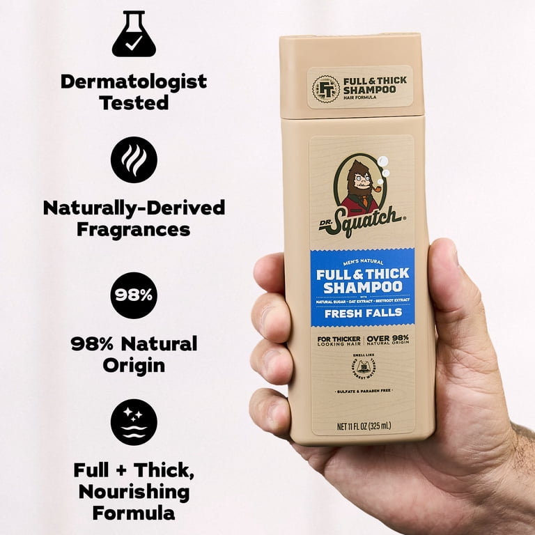 Dr. Squatch Full & Thick Shampoo, Fresh Falls, 11 fl oz - Walmart.com