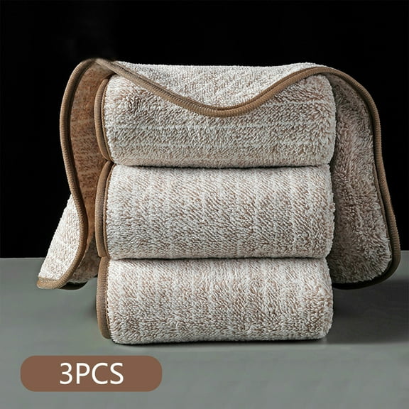 Double Sided Cleaning Towels, 3-Pack Thickened Dish Cloths, Super Absorbent Kitchen Rags, Lint-Free, Quick Dry, Reusable, Brown, Household Cleaning Essentials