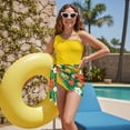 thumbnail image 3 of SEANATIVE Girls Swimwear Set One Piece Swimsuit with Swim Cover Ups Stylish Cut Out Bathing Suit for Vacation Beach Summer Holiday, Size 17-18, Hawaii Hibiscus Frangipani Flower Yellow, 3 of 7