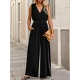thumbnail image 5 of SANOPY Women's Casual Elegant Sleeveless Jumpsuit Wrapped V Neck Dressy One Piece Romper Outfits Pleated Design, 5 of 6
