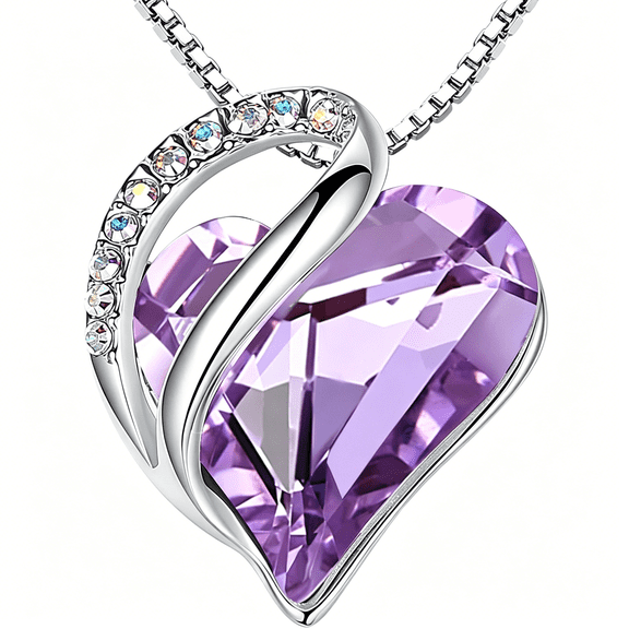 DESIGNICE Gift Necklaces for Women,Infinity Love Birthstone Heart Crystal Pendant,Birthday Anniversary Jewelry for Wife,Mom,And Her,Silver Plated,18" 2" Adjustable Chain