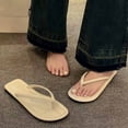 thumbnail image 4 of PiGOGI Women's Round Toe Flip Flops Cushioned Footbed Non-Slip Comfortable Beach Sandals Summer Beige 5.5, 4 of 8