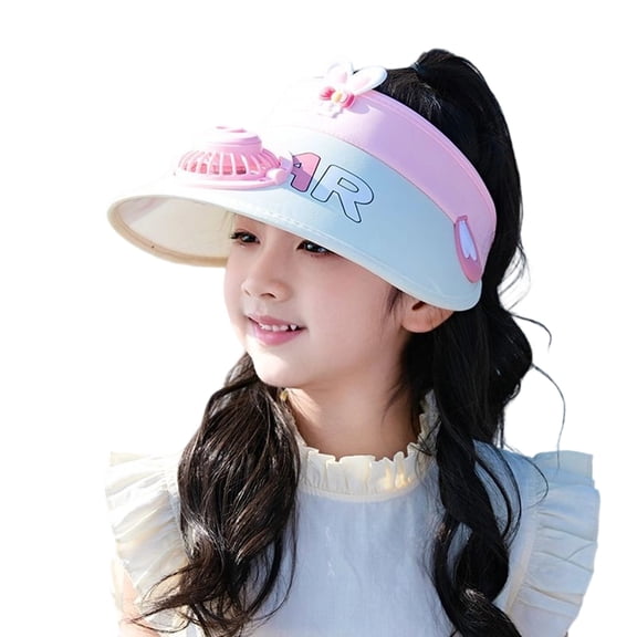 shoper Kids Sun Hat with Built-in Fan for Outdoor Summer Adventures Wide Brim Unisex Child Beach Cap