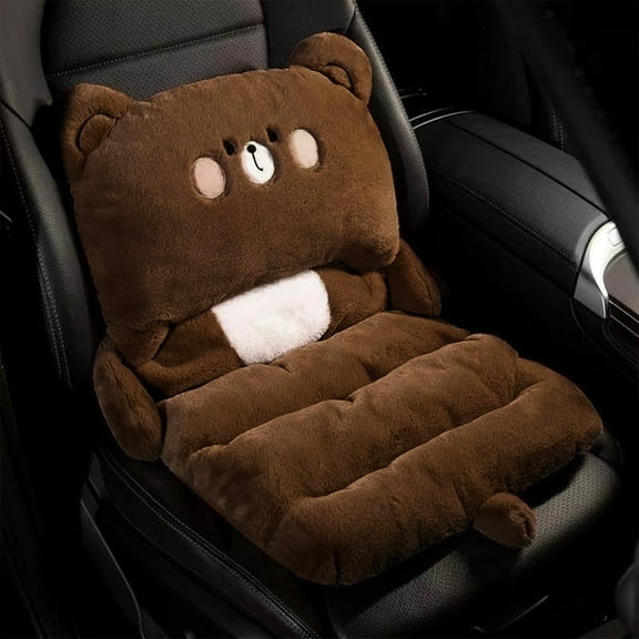 CheAAlet Cozy Winter Car Seat Cushion - One-Piece Soft Flannel Design with Cute Cartoon Pattern