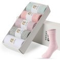 thumbnail image 4 of 5 piezas/paquete de calcetines de mujer otoño invierno 2022 de algodón hasta la rodilla medias sólidas transpirables suaves sacos gruesos medias de tubo medio, 4 of 5