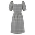 thumbnail image 5 of Windowpane Check Grid (white/gray) Dress dress dresses Elegant gown, 5 of 6