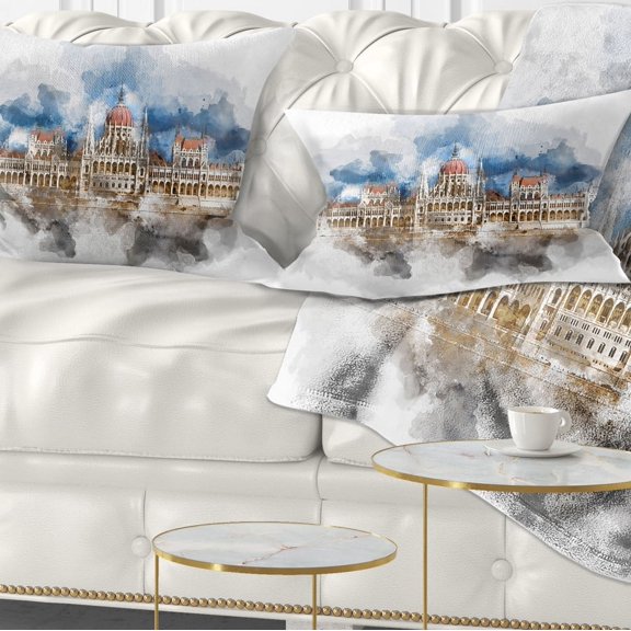 Designart Hungarian Parliament Building - Throw Pillow - 12x20