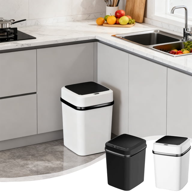 Yeciiwht Household Smart Sensor Trash Can, Auto-open Lid Odor-proof Garbage Can Large Capacity Bedroom Bathroom Kitchen Trash Can, Long Battery Life Trash Can for Home