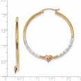 thumbnail image 2 of 14k Two Tone Gold White Heart Hoop Earrings Love, 2 of 6