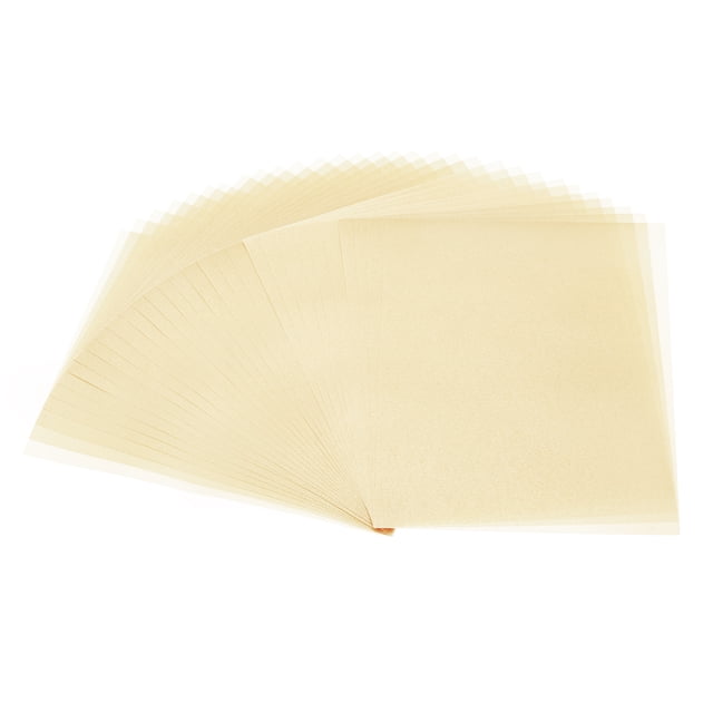 Uxcell 30 Hojas de Papel Vellum 4.25 x 5.5 pulgadas, Papel Vellum Imprimible Translúcido 100GSM para Impresión de Invitaciones, Oro Claro