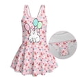 thumbnail image 6 of COEQINE Girls One Piece Swimsuit with Attached Liner, Scoop Neck V-Back Swim Dress for Swim Lessons, Polyester Spandex Bathing Suit for Girls 3-4 Year Olds, Cat Balloon Heart Pink, 6 of 8