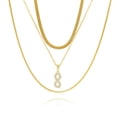 thumbnail image 1 of JeenMata Juego de 3 Collares con Múltiples Capas y Múltiples Colgantes de Glamour Infinito Chapados en Oro Amarillo, 1 of 5