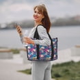 thumbnail image 5 of Travel Duffle Bag Skull blue leaf Travel Tote Bags Carry on Luggage Waterproof Weekender Bags with Top Handle Adjustable Shoulde Strap for Travel Gym, 5 of 5