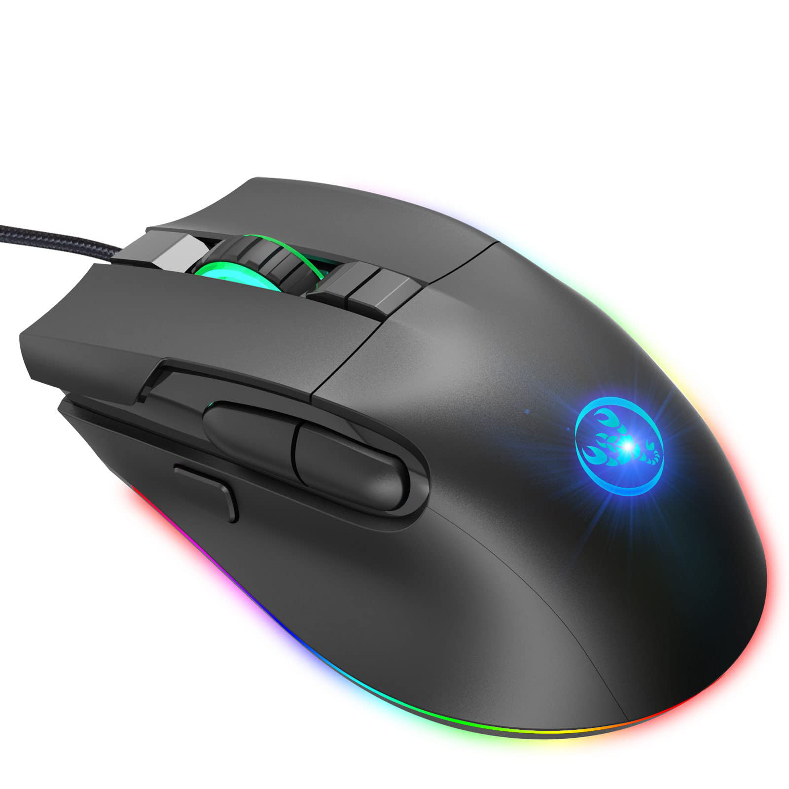 5000 DPI GX Gaming Mouse M6-600 7 color led USB Wired Optical Mouse for PC Black 
