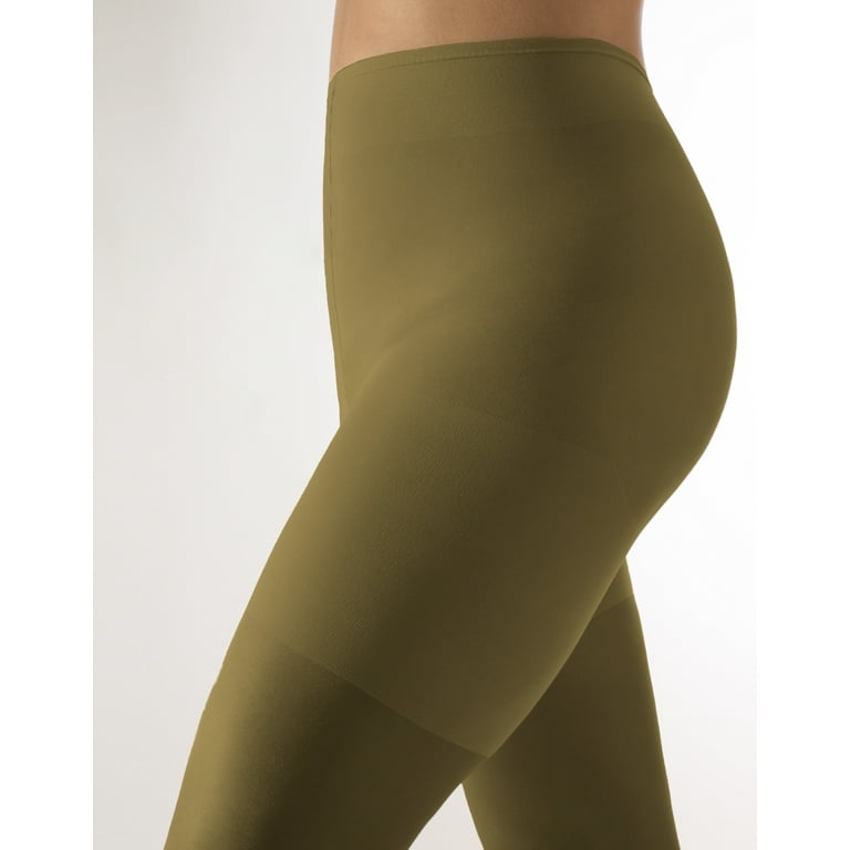CALZITALY Plus Sizes Anti-Chafing Opaque Tights | 60 DEN | L - 4XL | Black  | Italian Hosiery (4XL, Olive Green)