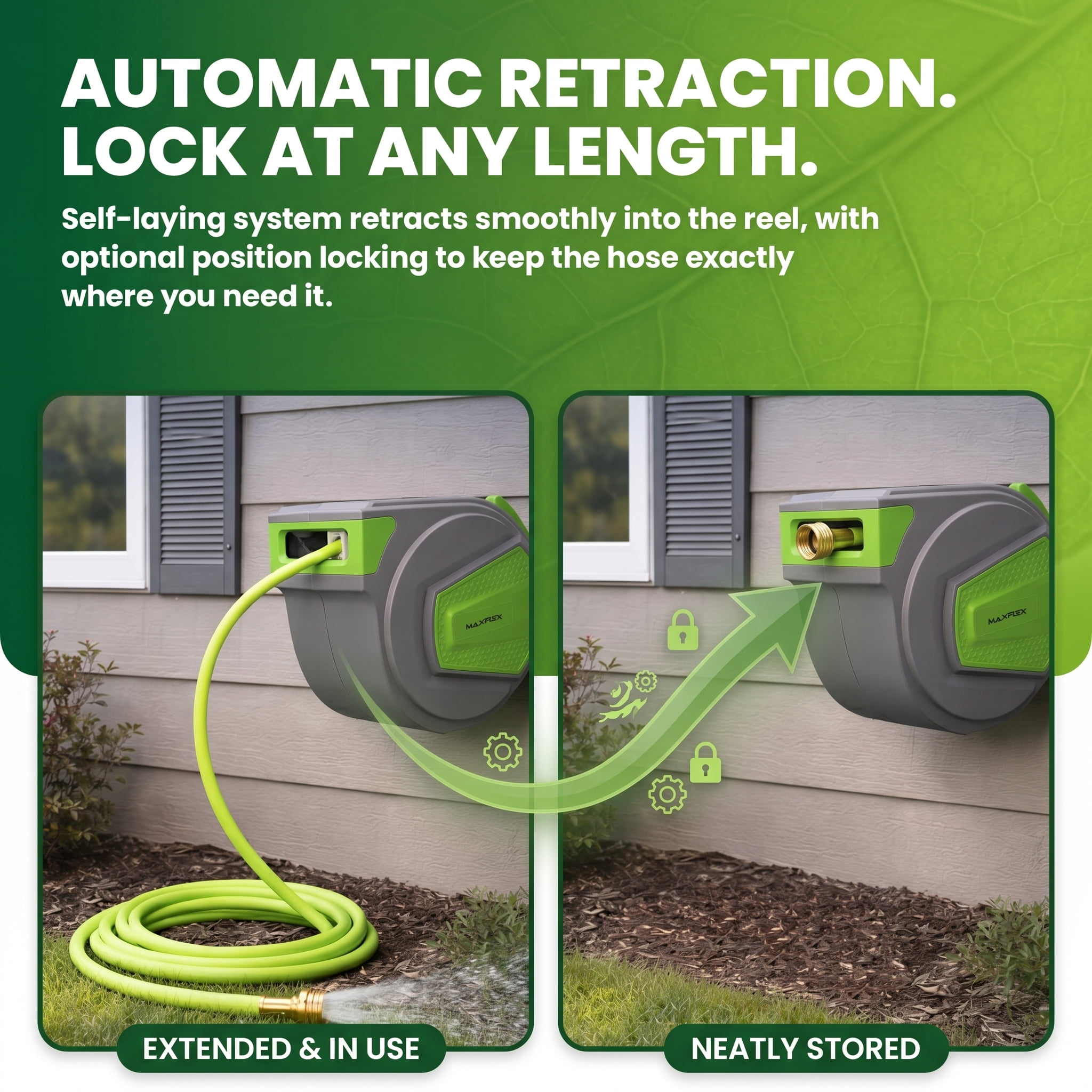 Retractable Water Hose Reel Enclosed Hybrid Polymer 1/2" X 50ft - 7762