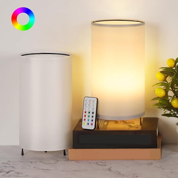 Color Changing LED Table Lamp with Remote Control (Set of 2), 13 RGB Colors, Dimmable Night Light for Bedroom, Living Room, Camping