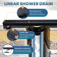 thumbnail image 2 of Wowow 24 Inch Shower Linear Drain, 304 Stainless Steel Shower Floor Drain with Grate Removable, Rectangular Floor Drain with Accessories, 2 of 7