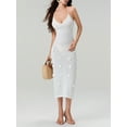 thumbnail image 3 of JYYYBF Women Long Knit Cami Dress Sleeveless Open Back V Neck Back Cross Tie Up 3D Flower Decor Dresses, 3 of 8