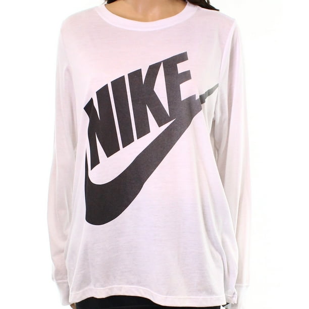 Nike Nike NEW White Womens Size Large L Logo Print Long Sleeve Tee T