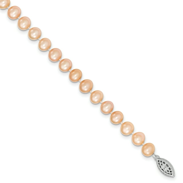 Collier Perle Rose FWC Plaqué Rhod en Argent Sterling 6-7mm 20 Pouces