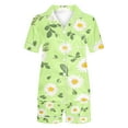 thumbnail image 3 of SwiftWear Womens Button Down Pajama Sets Turndown Collar Short Sleeve Blouse Short Pants Trendy Daisy Pajamas Lounge Set, Green XXL, 3 of 4